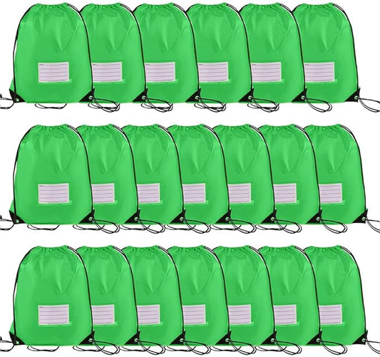 20 Pcs Drawstring Bags,Bulk Draw String Backpack, DIY Gym Sports Cinch Bag Sackpack for Women Men, Green