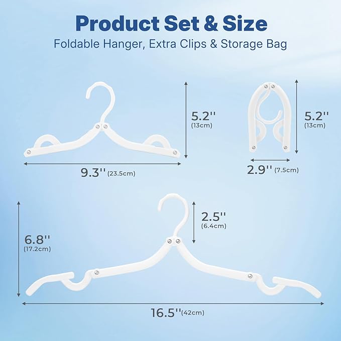 HOUSE DAY 10 Pack Travel Hangers, Cruise Essentials 2026, White Portable Collapsible Clothes Hangers Space Saving, Lightweight Foldable Garment Organizer for Hotel, RV, Dorm, Camping