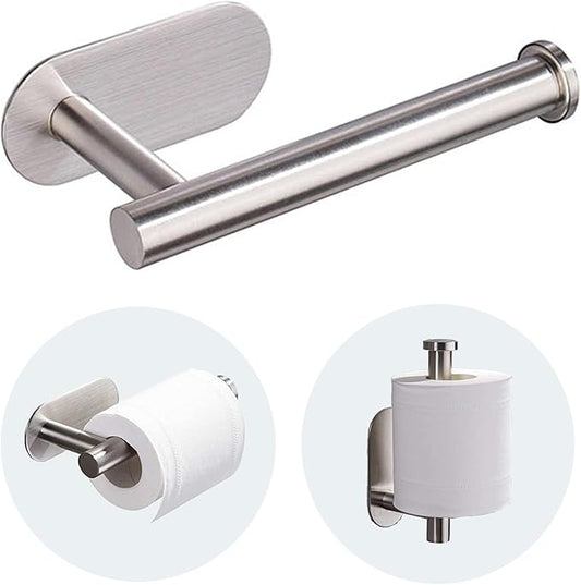 JOPOFI Toilet Paper Holder - Self Adhesive Toilet Paper Holder Wall Mount for Bathroom, Command Strip Stainless Steel Toilet Paper Roll Holder Stick On Wall, No Drilling - Brushed Nickel
