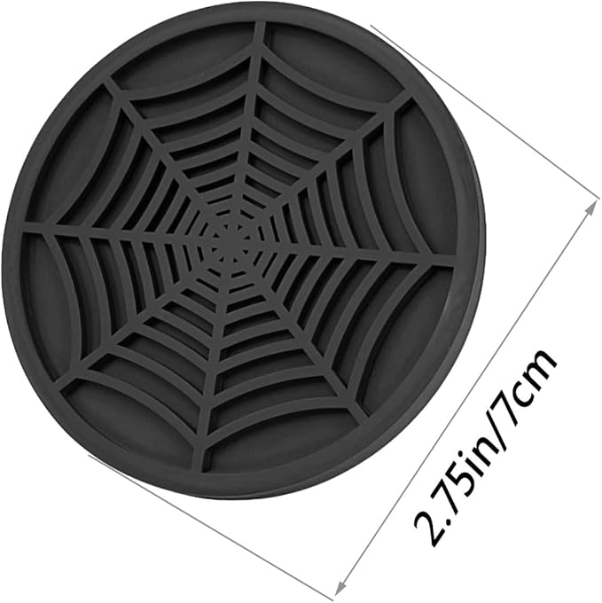 4 Pack Car Cup Holder Coasters, Cute and Creativity Cup Holder Insert Coaster Car Interior Accessories-2.75 inch Silicone Anti Slip Spider Web Car Coaster-Universal