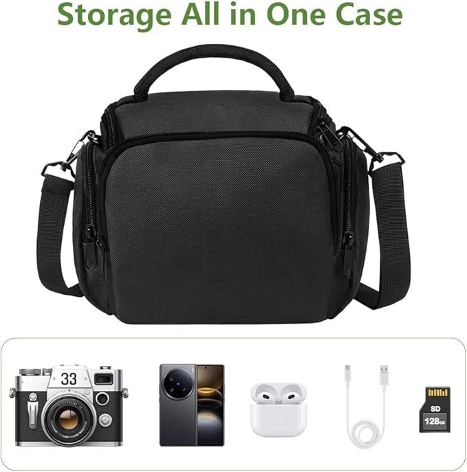 Ainiv DSLR Camera Bag, Waterproof Anti-Shock SLR Camera Case, Large Adjustable Shoulder Strap Camera Backpack, Portable Crossbody Single Shoulder Backpacks Compatible with Canon, Sony, Nikon, Black