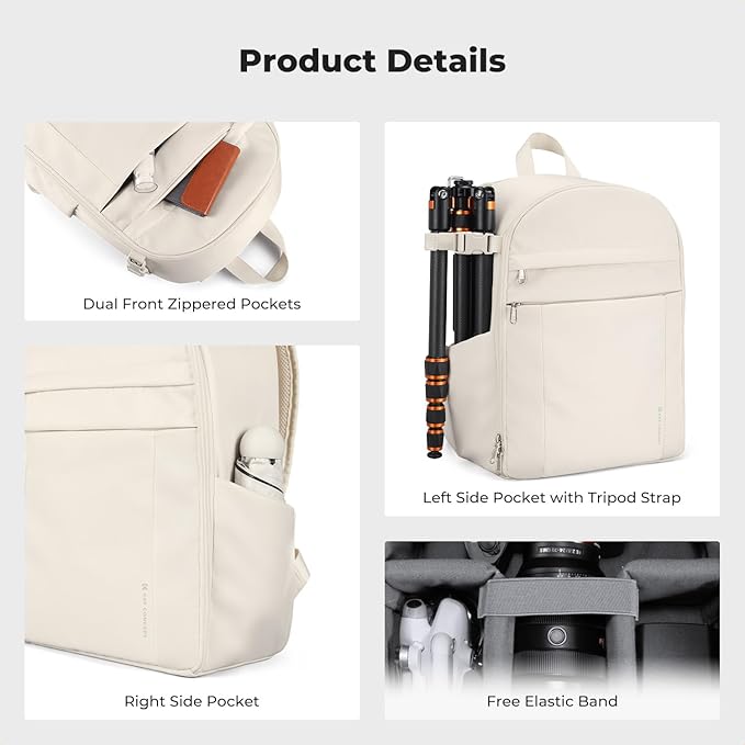K&F CONCEPT Camera Bag Backpack, Professional DSLR/SLR/Mirrorless Camera Backpack, Photography Camera Case with Tripod Holder & Rain Cover Compatible with Canon/Sony/Nikon/FUJIFILM