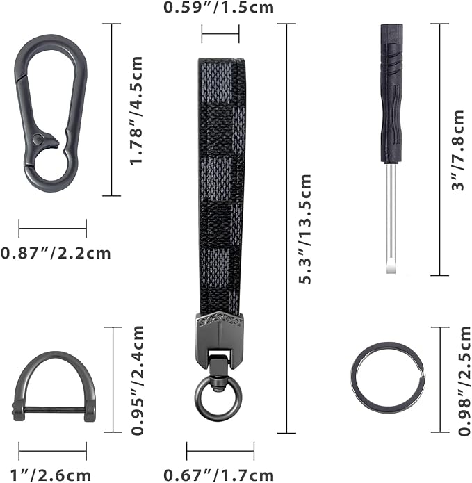 OHKYOOT Leather Car Keychain,Carabiner Clip Key Fob Keychain for Home Car Keys Women Men