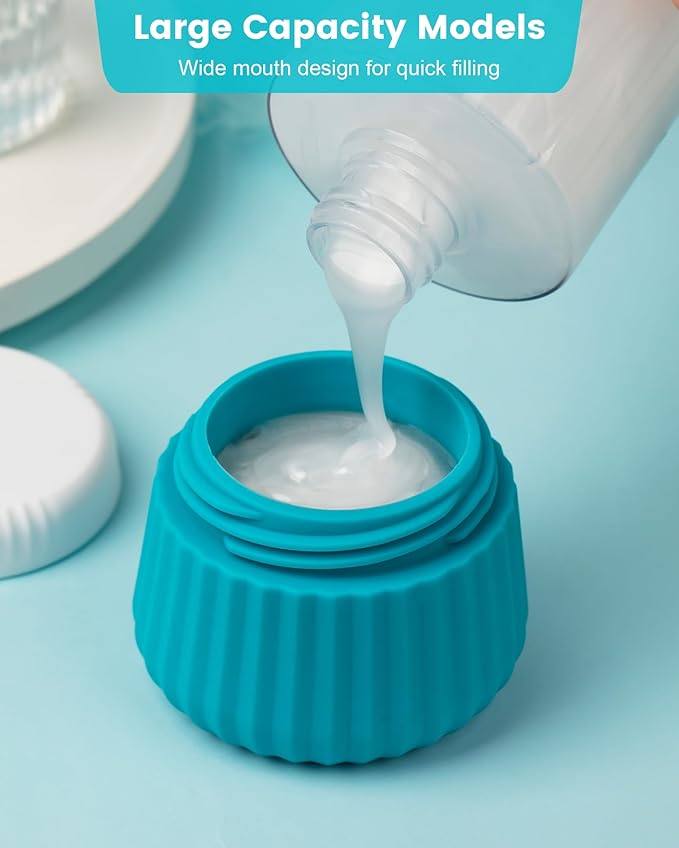 Mrsdry Travel Containers for Toiletries 4 Pack, TSA Approved Travel Size Toiletries, Travel Size Containers, With Clear Bag Leak Proof Silicone Jars, Travel Essentials Creams Jars Carrying Small Items