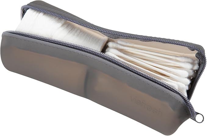 Cotton Round Swab Travel Case, 2 in 1 Portable Hair Accessories Organizer, Hair Tie Organizer, Hair Tie Holder, Bobby Pin Holder, Travel Qtips Case, Purse Organization, Floss Holder (Black)