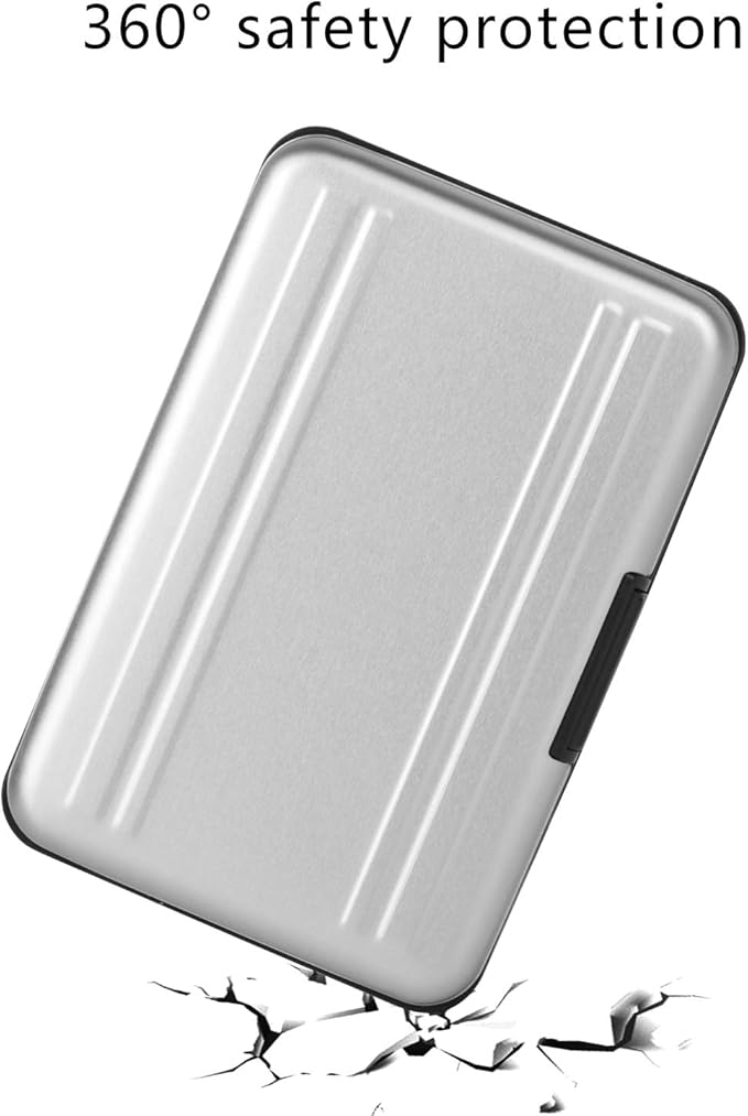 Aluminum Shock Resistant Carrying Box Memory Card Storage Case Holder 8 Slots for SD SDHC MMC Micro SD TF Cards Silver