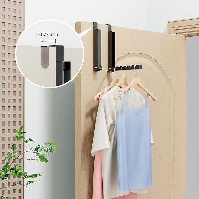 2-Pack Over The Door Hanger Foldable Clothes Drying Rack, Collapsible Hanging Coat Rack for Laundry Room & Bedroom, Space-Saving Compact Foldable Portable Clothing Hanger Hook,Black