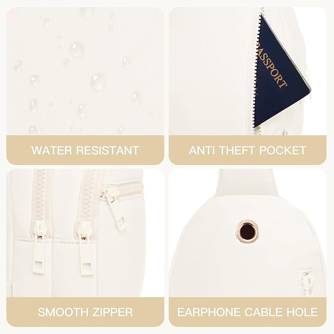Viverte Quilted Puffer Crossbody Bags for Women Small Puffy Sling Bag Lightweight Cross Body Bubble Purse Shoulder Bag for Travel (Cream White)