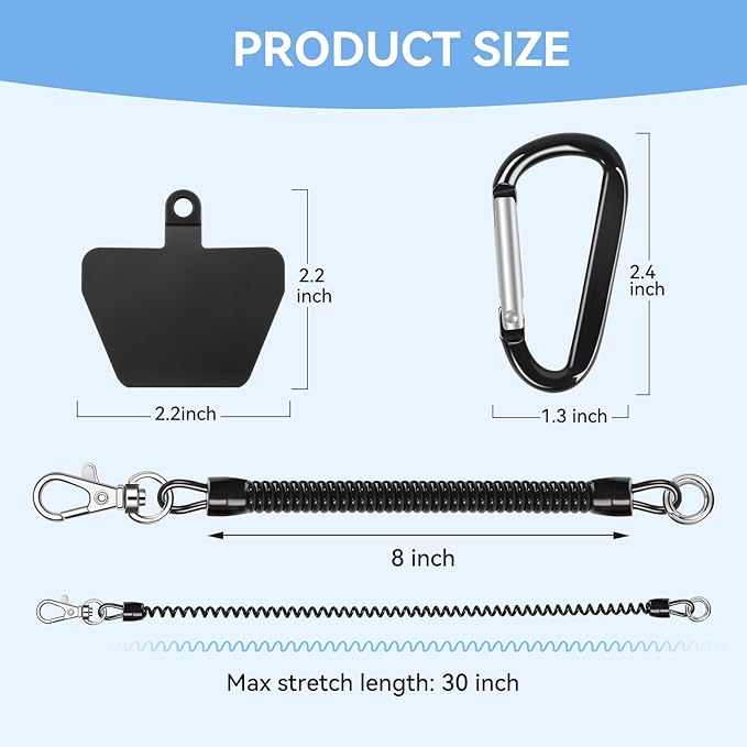 SHANSHUI Phone Lanyard Tether, Stretchy Phone Strap Patch Anchor Outdoor Climbing Hook Compatible for Most Smartphones