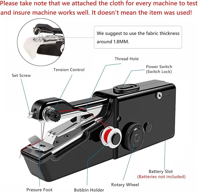 Handheld Sewing Machine for Beginners, Mini Sewing Machine for Quick Stitching with Sewing Kits Suitable for Home,Travel,DIY(Black)