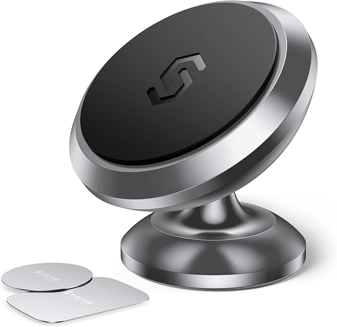 SYNCWIRE Magnetic Car Phone Holder for Dashboard, 360° Adjustable Strong Magnets Cell Phone Car Mount Compatible with iPhone, Samsung, Android - Gray