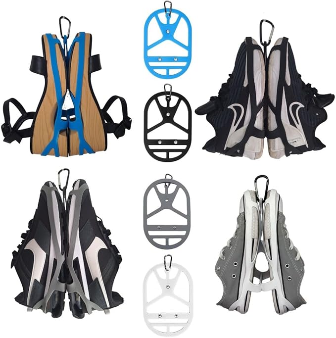Shoe Holster For Backpack with Clip Hanger. Footwear Holder with Carabiner for Sneakers, Cleats, Bowling, Soccer, Basket, Football. For Travel, Outdoors, Sports & Space Saving