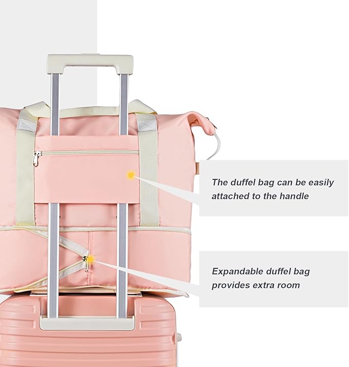 Joyway 24 Inch Checked Luggage, Expandable Suitcase with Spinner Wheel, 3 Piece Hard Shell Luggage Set with TSA Lock(Pink)