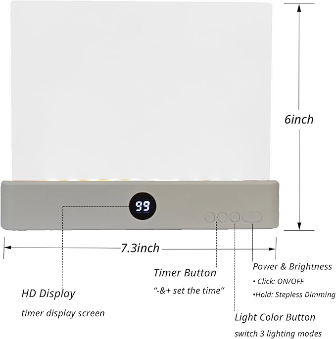 Book Light for Reading in Bed at Night, Rechargeable Flat Book Light with 3 Color Modes & Timer, Dimmable Full Page Light, Clear LED Page Reading Light for Travel (White)