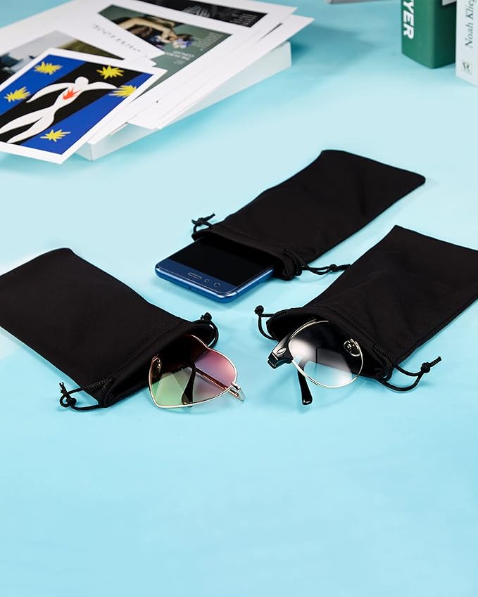 Flutesan 40 Pack Microfiber Case Pouch Bag Glasses Sunglasses Case with 2 Pieces Cleaning Cloth