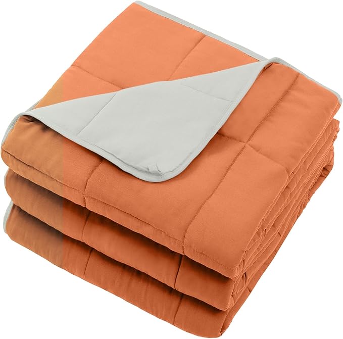 Weighted Blanket for Adults 12lbs, 48"x72", Twin Full Size Cooling Heavy Throw Blanket for 110-130lbs, Microfiber Soft Thick Big Blankets Weighted Comforter Gifts for Sleeping, Orange