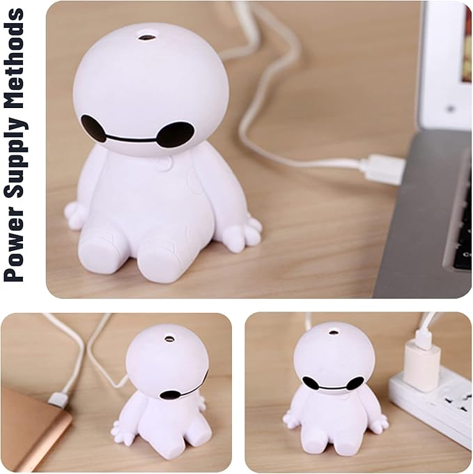 INVODA Small Humidifier Cool Mist Portable Desk USB Personal Mini Humidifiers for Bedroom Office Car Plants, White+6 cotton Sticks