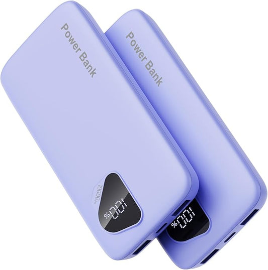 2026 2-Pack 10000mAh Portable Charger with Built in Cables, Travel Essential Battery Pack, 4 Outputs 2 Inputs Slim Power Bank with Cord Wires for iPhone 17/16/15/14, Samsung Galaxy S23/22, Pixel etc