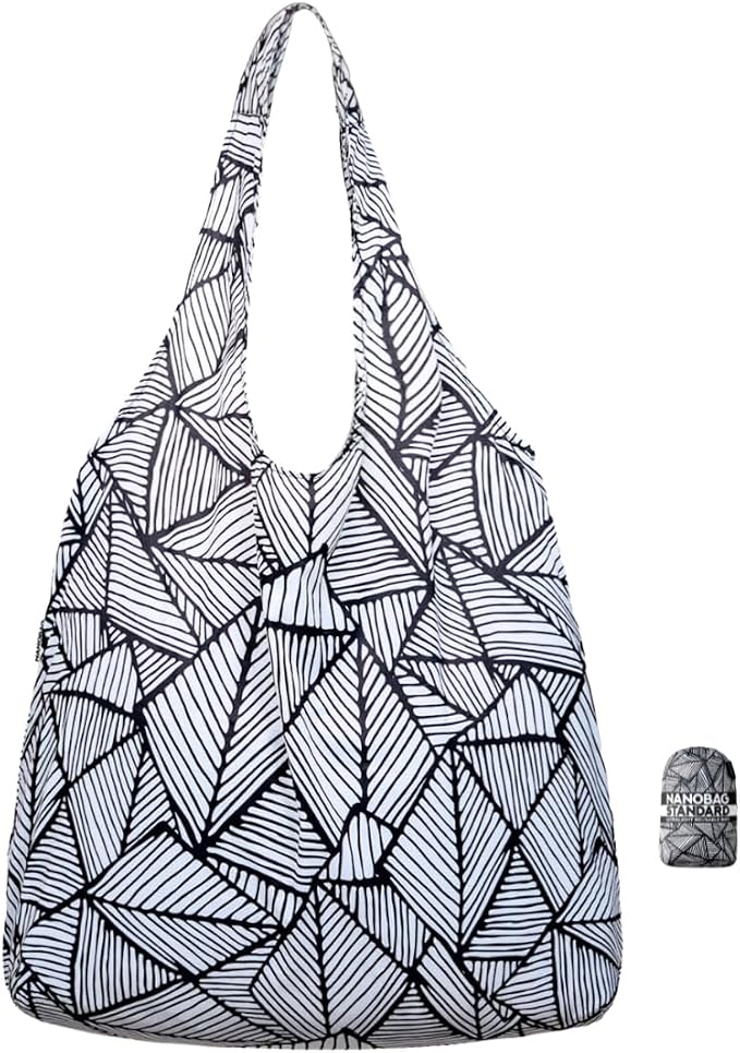 Nanobag Ultralight Foldable Tote for Women & Men, Reusable Grocery & Travel Bag, Packable Collapsible Compact Market Essential (Standard Sketch)