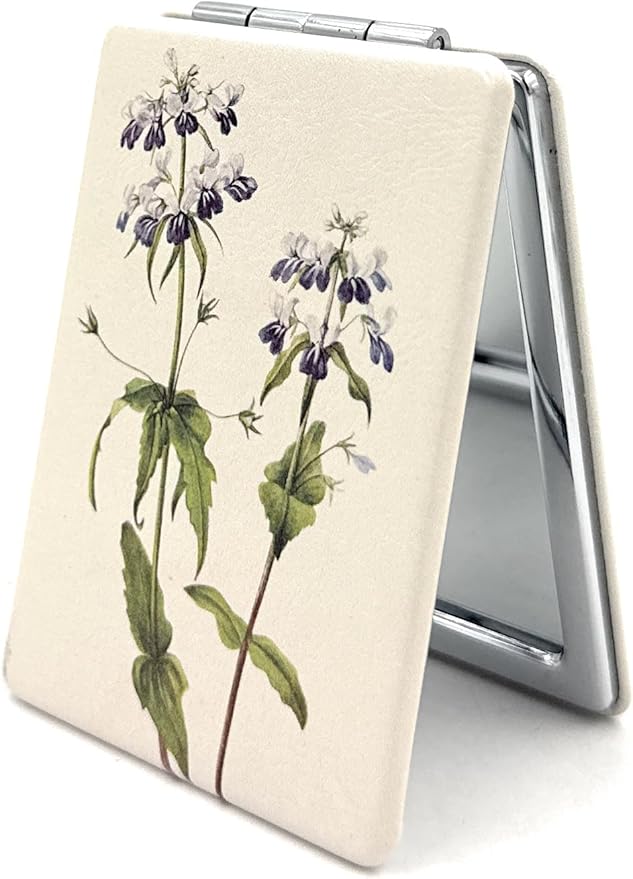 Mary Vaux Walcott Compact Mirror White Mirror Flower Blue Eyed Mary Gifts Collisia Verna Cosmetic Mirror American Artist Artwork Souvenir Art Print Small Travel Mirror
