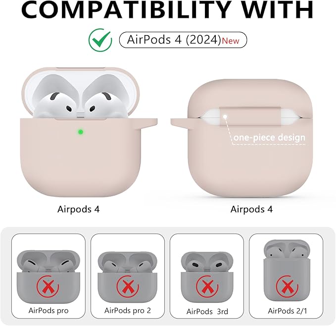 Ljusmicker for AirPods 4 Case 2024 with Cleaner Kit,Soft Silicone Protective Cover for Apple AirPods 4th Generation Cases for Women Men,for AirPod 4 Case Accessories with Keychain-Milk Tea
