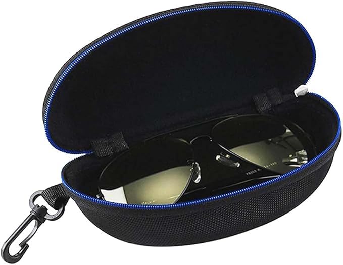 3 Pack Zipper Shell Eyeglasses and Sunglasses Case with Plastic Carabiner Hook
