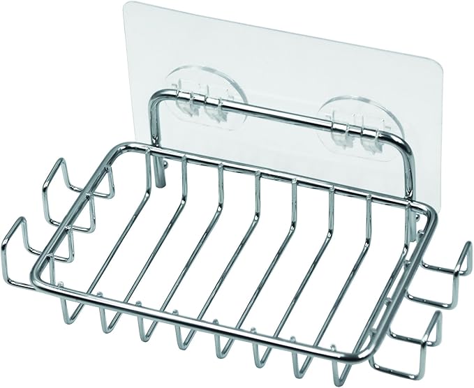 2 Pack Soap Dish for Shower Wall, Stainless Steel Soap Holder with 4 Hocks for Bathroom (Silver)