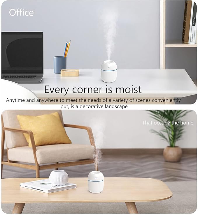 Humidifiers for Bedroom, 250ml Easy To Fill and Clean, Quiet Ultrasonic Mini Humidifier with 2 Mist Modes and 7 Color Nightlight,auto Shut-Off Air Humidifier for Home Nursery Plants Indoor