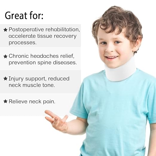 Kids Neck Brace for Neck Pain and Support, Soft Foam Cervical Collar Adjustable Youth Neck Support for Childrens Whiplash and Childs Torticollis Neck Stabilizer