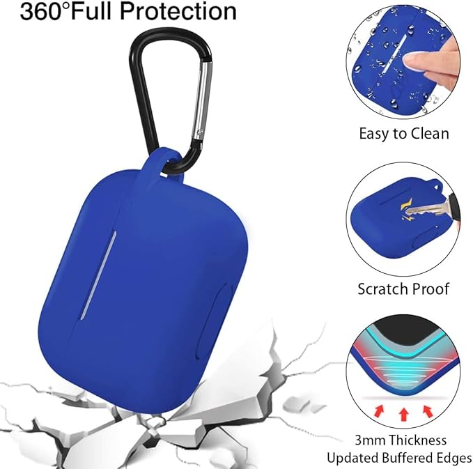 Lerobo Compatible with AirPods Pro 2 Case Cover Soft Silicone Protective Cases Cover Skin Designed for Apple AirPod Pro Charging Case, Women Men, with Keychain Front LED Visible,Glaze Blue