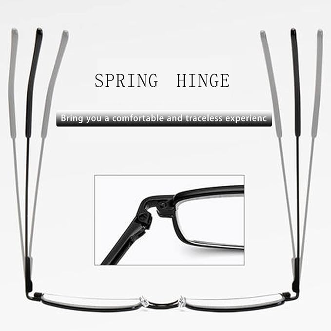 Viseng Slim Mini Metal Reading Glasses Compact Lightweight Portable Readers with Glasses Case for Reading Case,Black+Black+1.0