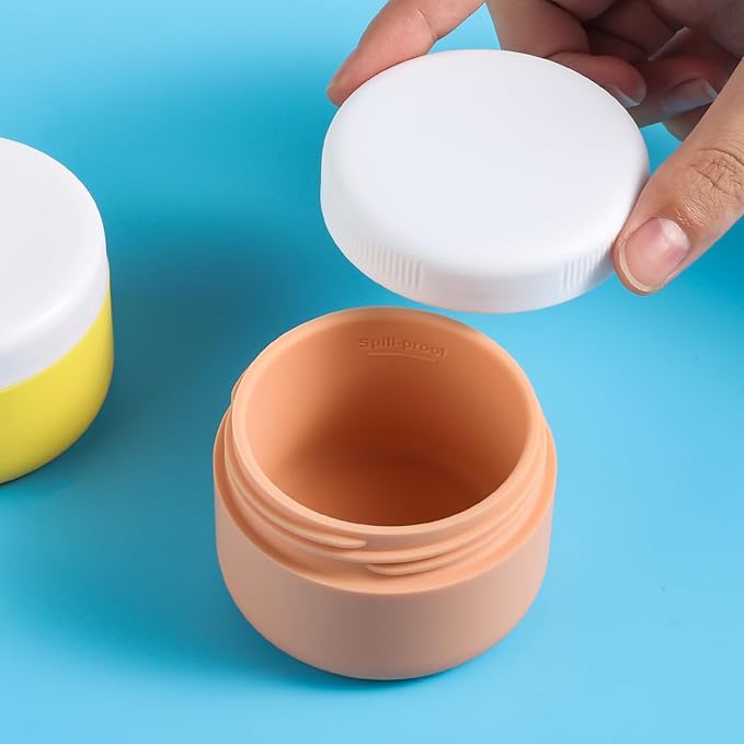 Kuangre Travel Containers for Toiletries, Silicone Cream Jars BPA-Free, Leak-proof 2oz Travel Size Containers, Portable Size Silicone Jars with Lid for Cosmetic Face Hand Body Cream (4 Pack)