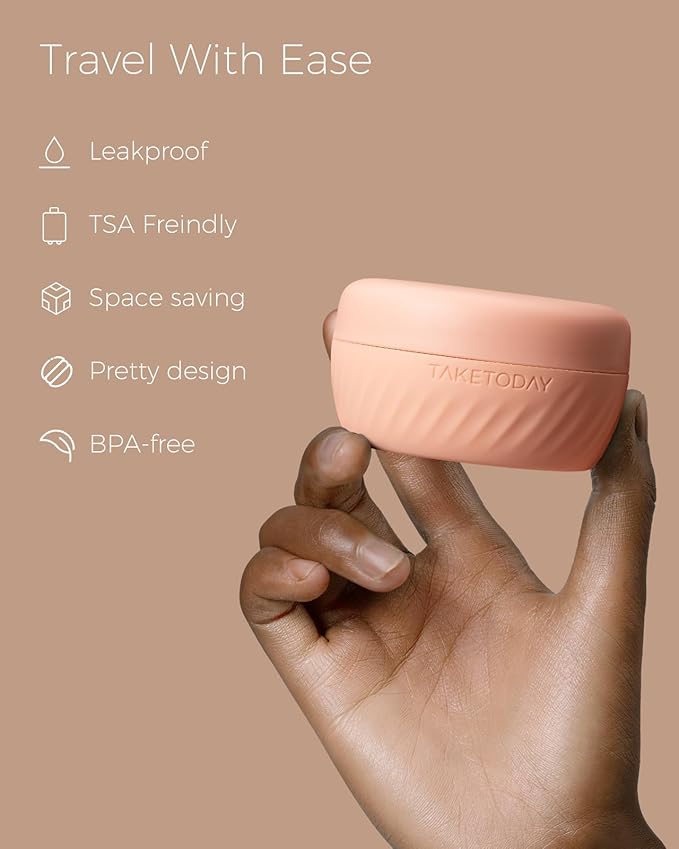TakeToday Travel Containers for Toiletries, Leak-Proof, TSA Approved, Refillable Silicone Cylindrical Cream Jars with Lid for Cosmetic Toiletry, 2oz, 4 Pack, Apricot