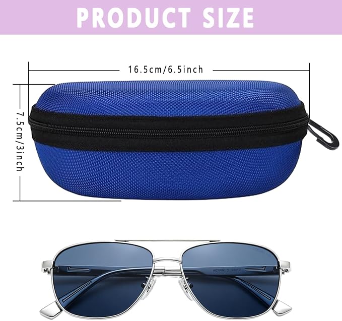 3pcs Sunglasses Case Box, Travel Zipper Hard Shell Eyeglasses Case Scratch Resistant Glasses Hook Glasses Organiser