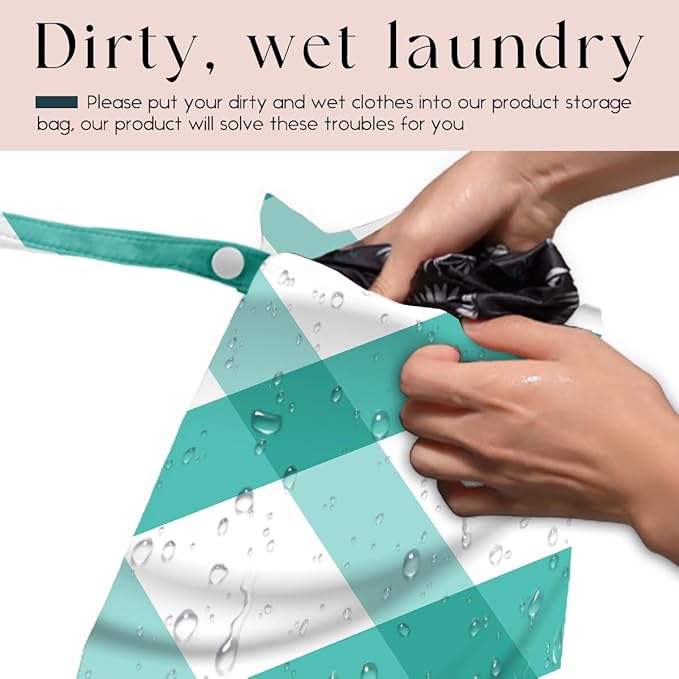 Wet Bag, 4Pcs Wet Dry Bag Set, Reusable Waterproof Bags with Classic Plaid Prints for Women, Practical for Beach Vacations, Pool Time, Travel & Daily Storage Needs