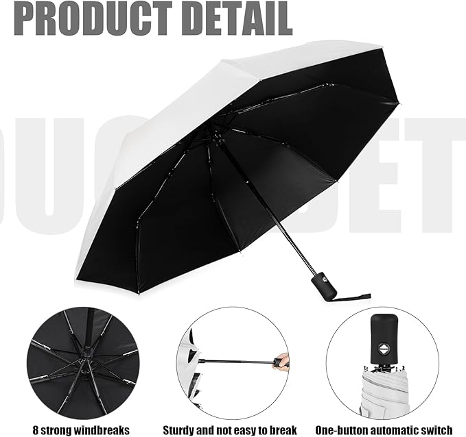 Jexine 6 Pcs Windproof Travel Umbrella for Rain Compact Small Automatic Lightweight Portable Umbrella for Men Women Backpack