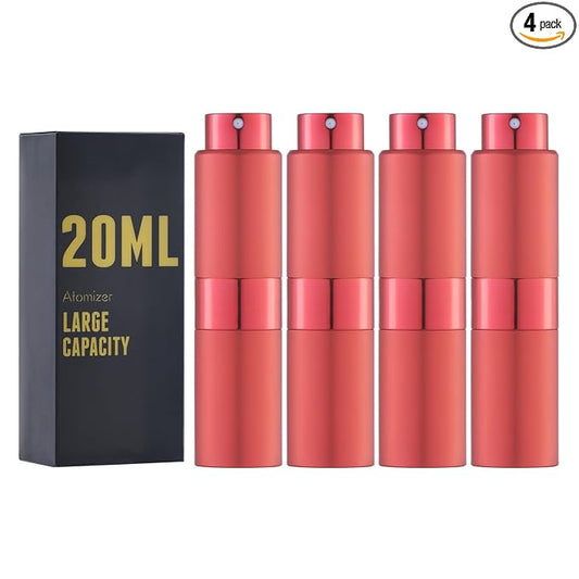 20ML Perfume Atomizer, Travel Cologne Spray Bottle, Mini Empty Sprayer Dispenser (Red, 4PCS)
