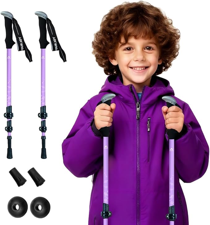 Hiking Trekking Poles for Kids, 2 Pack Anti Shock, Adjustable, Collapsible Hiking Poles for Trekking or Walking, Lightweight Aluminum Sticks