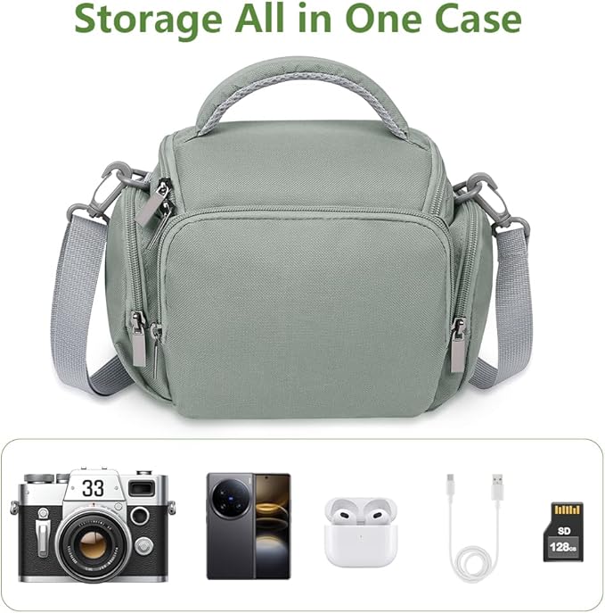 Ainiv DSLR Camera Bag, Waterproof Anti-Shock SLR Camera Case, Large Adjustable Shoulder Strap Camera Backpack, Portable Crossbody Single Shoulder Backpacks Compatible with Canon, Sony, Nikon, Grey