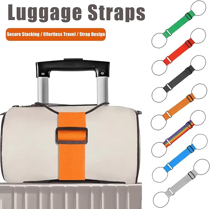 Luggage Straps,Elastic Travel Straps for Securing Luggage, Suitcase & Bag Organizer, Adjustable Hold-Down Straps for Travel Accessories, Carry-On, Checked Bags, Ideal for Travelers (7PCS)