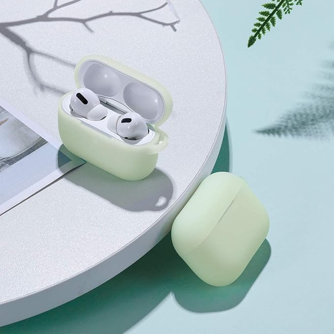 Lerobo Silicone Case Cover for AirPods Pro 2, Pretty Nightglow Shockproof Protective Case for Airpods Pro Charging Case with Keychain,Front LED Visibl,Nightglow Green