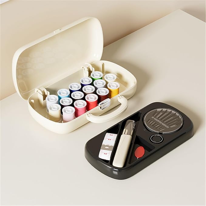 FKOG Retro Green Sewing Project Kit, 151 Pcs Sewing Kit with Portable Retro Hard-Shell Case, 18 Multicolor Thread Spools, Needles, Buttons, and Accessories (Used Green)