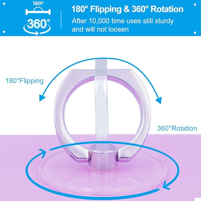4 Pack Jsoerpay Cell Phone Ring Holder, Transparent Ring Holder 360°Rotation Finger Ring Stand, Clear Cell Phone Kickstand Compatible with Most of Phones, Tablet and Case, (2Silver+1Black+1Rose Gold)