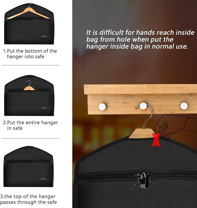 JUGREAT Fireproof Hanger Diversion Safe Bag With Lock, Hidden Storage for Valuables, Secret Under Clothes With Hidden Compartment to Hide Items for Home or Travel - 1 Pack