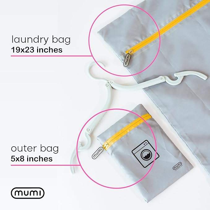 MUMI Travel Laundry Bag – Moisture & Smell-Proof Clothes Bag with Folding Hanger & Outer Pouch | Large Laundry Storage Bag for Suitcase, Gym & Packing | Dirty Clothes Organizer (Purple)