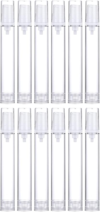 Wresty 12 Pcs Vacuum Lotion Bottles Plastic Airless Pump Bottles Travel DIY Cosmetic Cream Foundation Toiletries Liquid Vacuum Container (15ml)