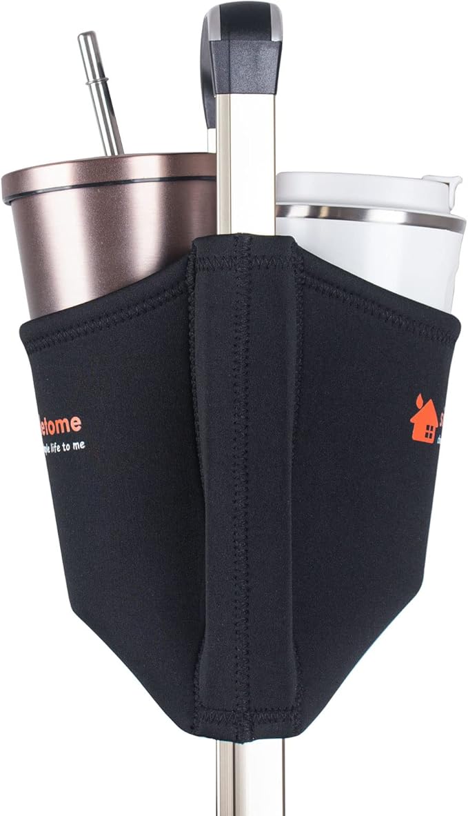 simpletome Luggage Cup Holder Hands-Free Travel Drink Caddy Bag Attachment Simple Style Elastic Materials Easy to Install and Remove(Black)