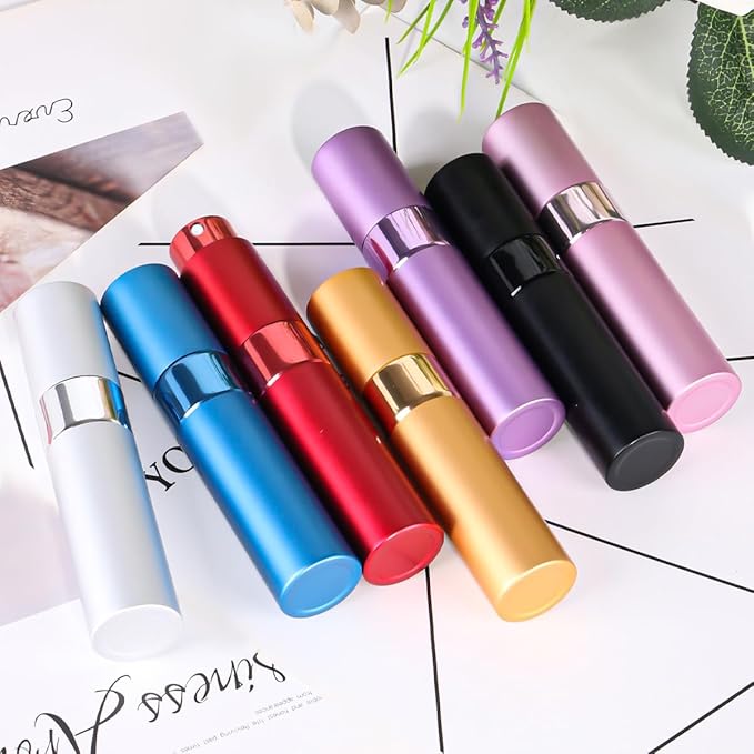 Travel Perfume Bottle, 7pcs Small Cologne Spray Atomizer, Refillable 10 ML Travel Size Empty Sprayer for Perfume Sample Container, Portable Fragrance Decant Dispenser
