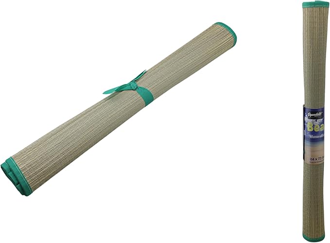 Set of 2 Natural Straw Beach Mats 24" x 72" - Multi-Purpose, Portable & Eco-Friendly - Perfect for Yoga, Picnics, Camping Festivals & Outdoor Activities