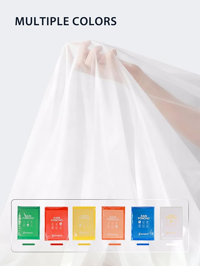 SaphiRose Disposable Rain Ponchos Emergency Clear Poncho